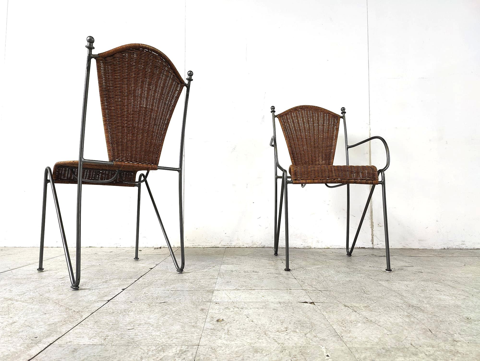 French Side Chairs by Frederick Weinberg, 1960s, Set of 8 For Sale
