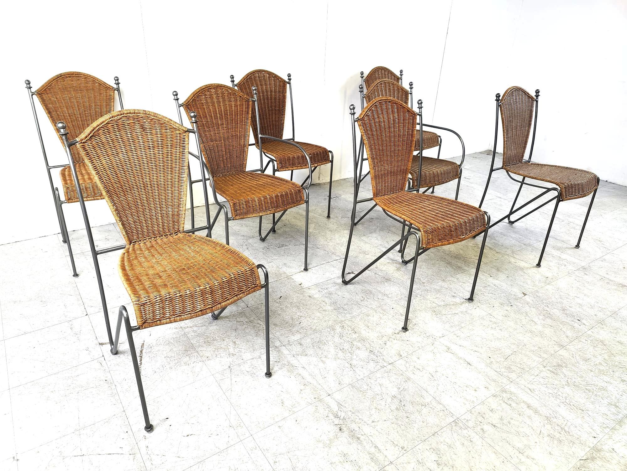 Metal Side Chairs by Frederick Weinberg, 1960s, Set of 8 For Sale