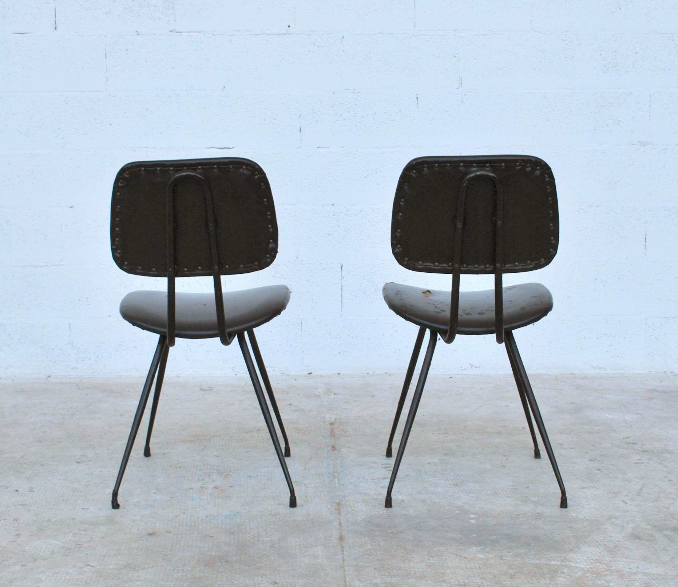 Acier Chaises d'appoint DU12 de Mario Rinaldi pour Rima, Italie, années 1950, lot de 2 en vente