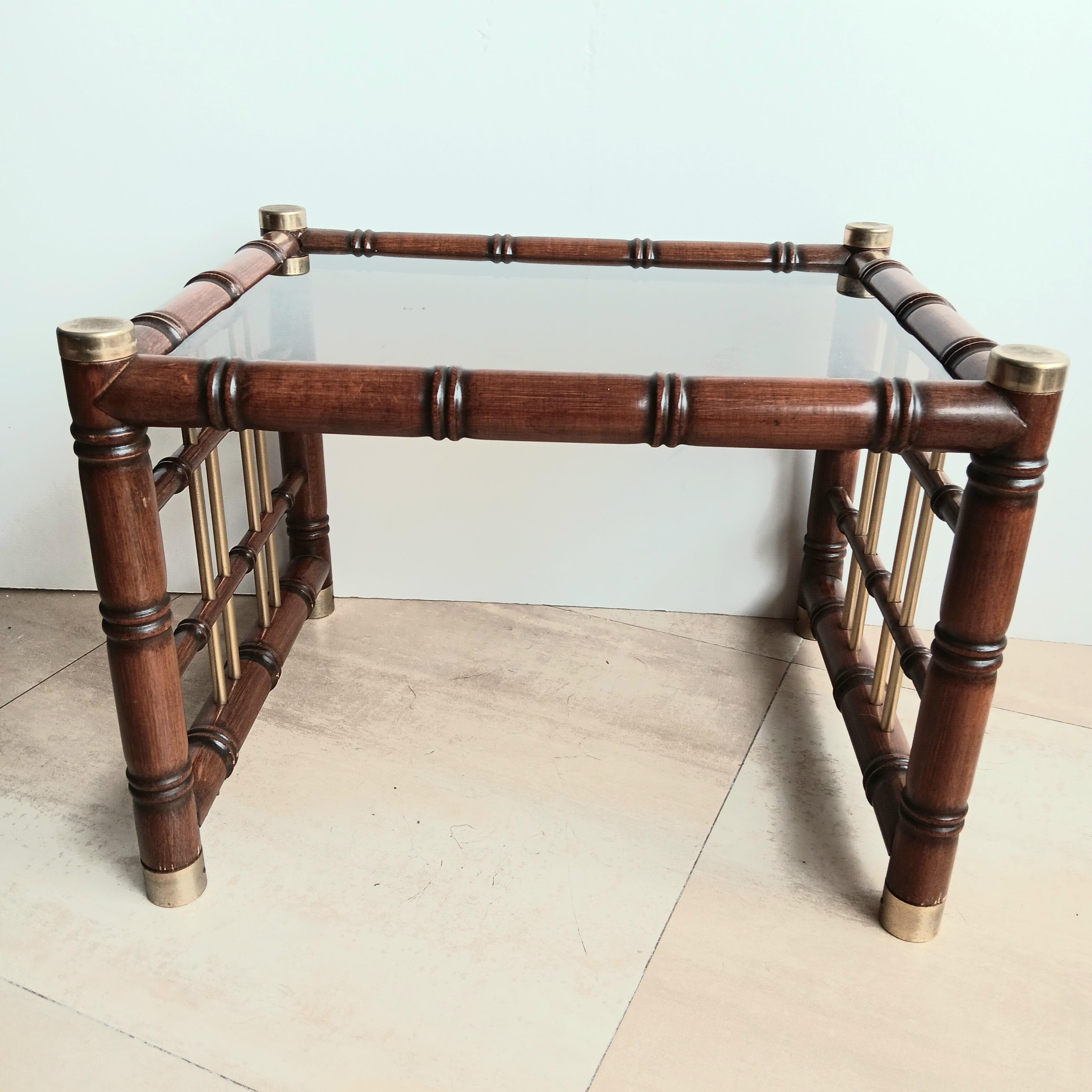 Côté, Café  Table ou table d'appoint Hollywood Regency en faux bambou et laiton en vente 13