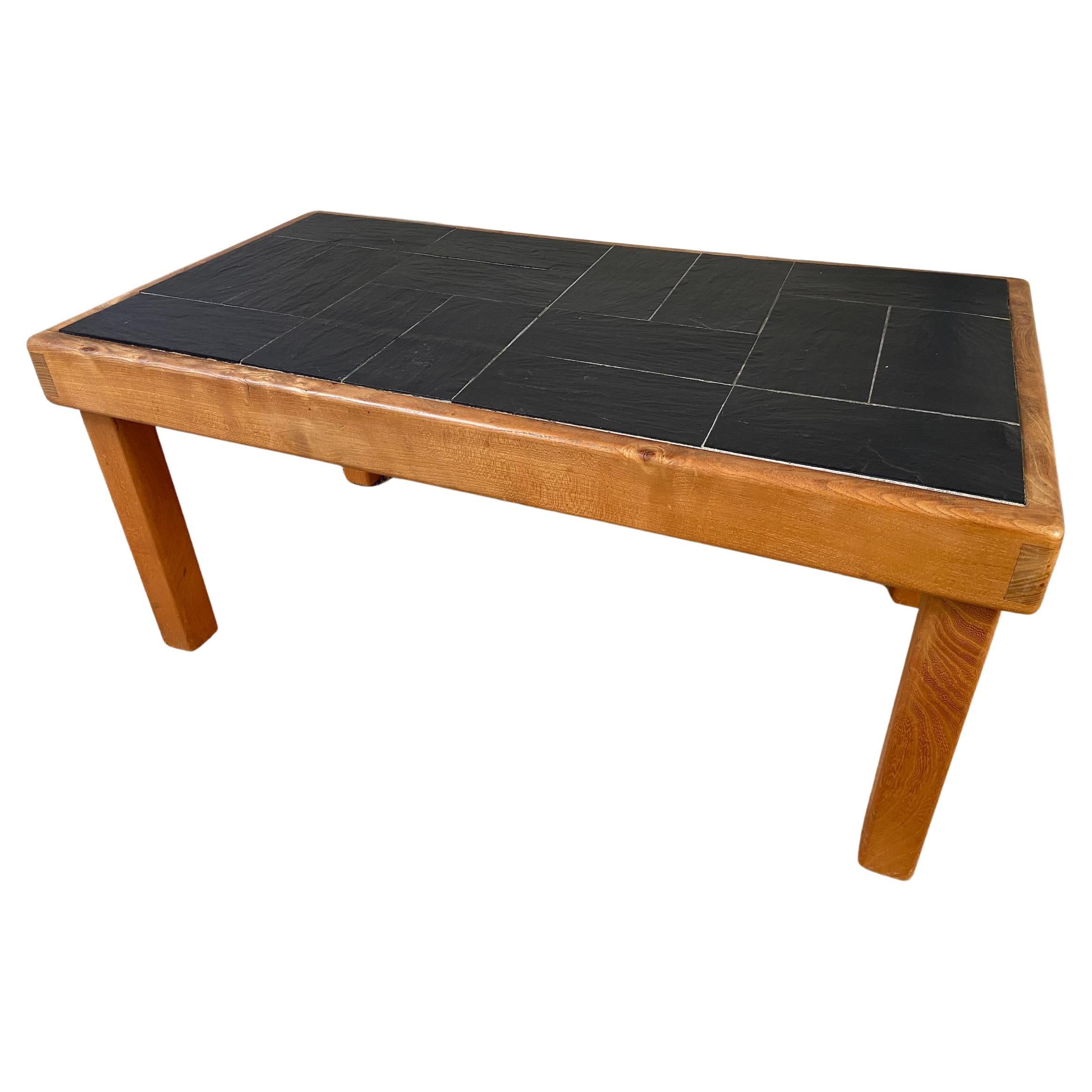 Side Coffee Table, Maison Regain Collaboration with Pierre Chapo, Circa 1980 For Sale