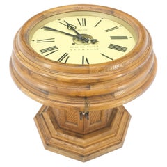 Side Coffee Table w/ a Working Street Wall Clock Top Storage Compartment Base