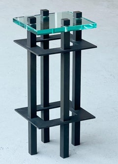 Side Drink Table Bronze and Glass Minimalist Modern