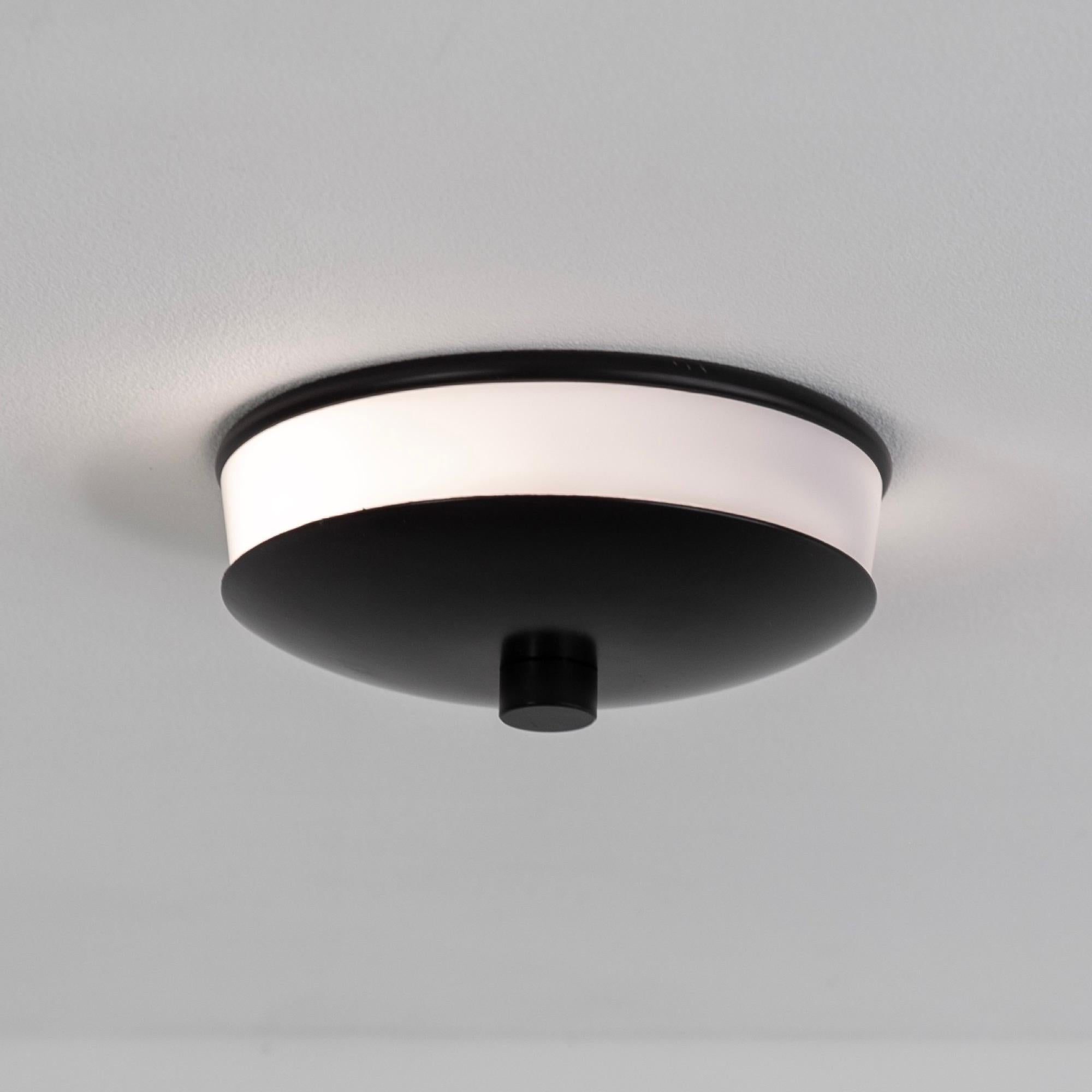 Modern Side Flush Mount Ceiling Light by Research.Lighting, Small, Black, Made to Order For Sale