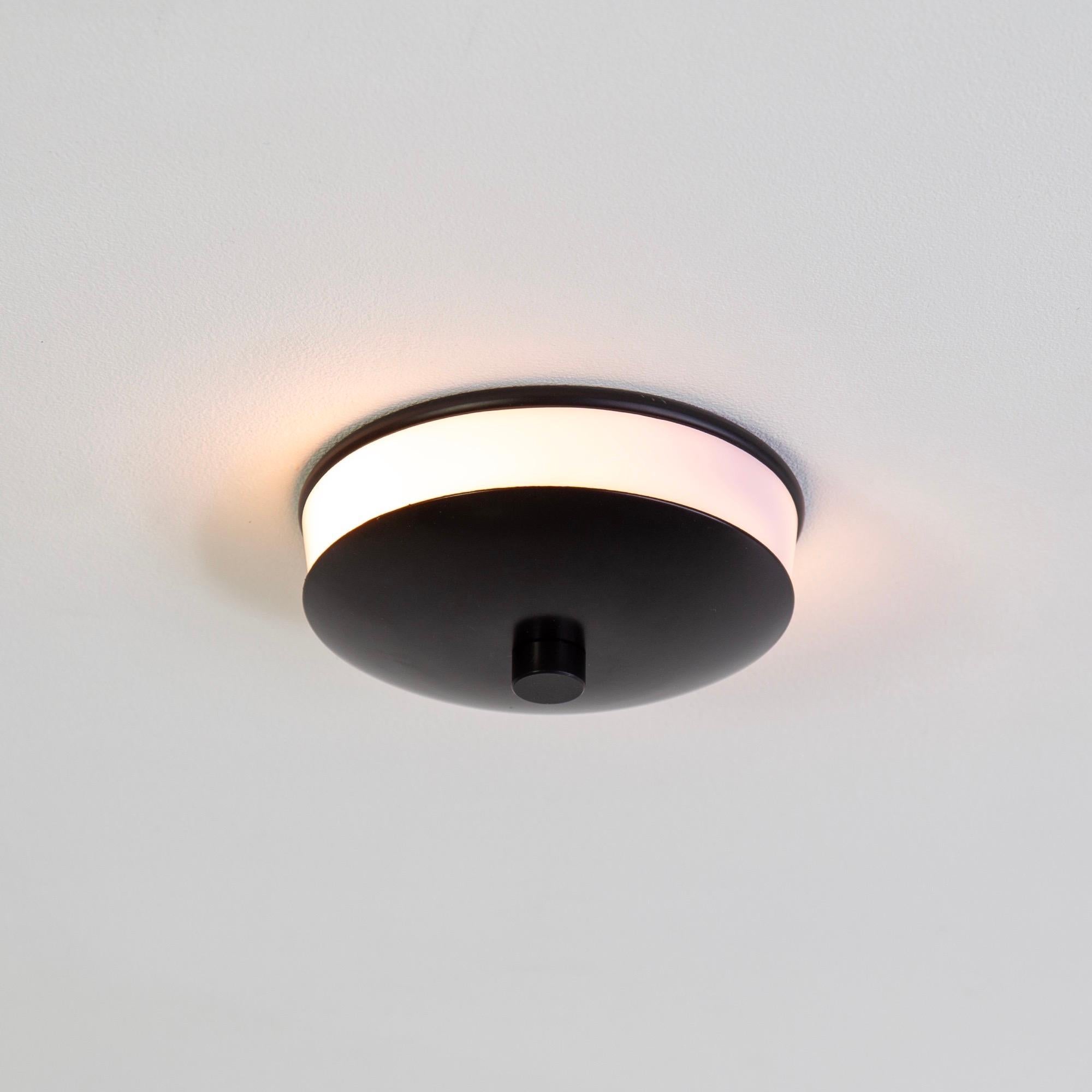 American Side Flush Mount Ceiling Light by Research.Lighting, Small, Black, Made to Order For Sale