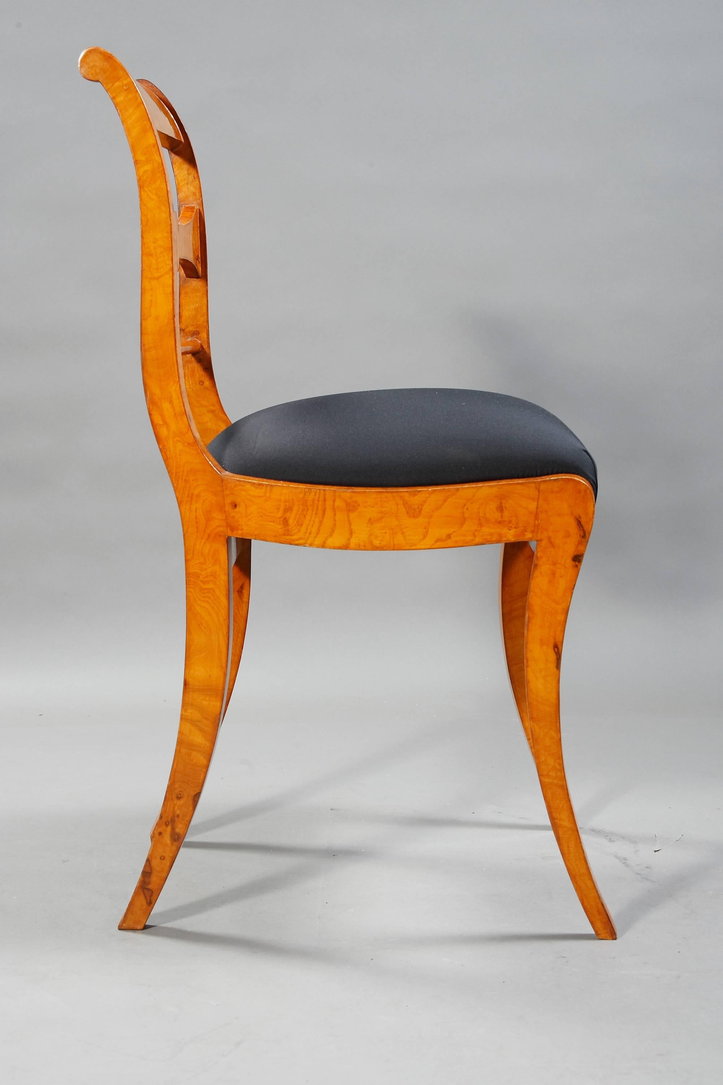 Veneer Side Frame Chair in the antique Biedermeier Style ash veneer