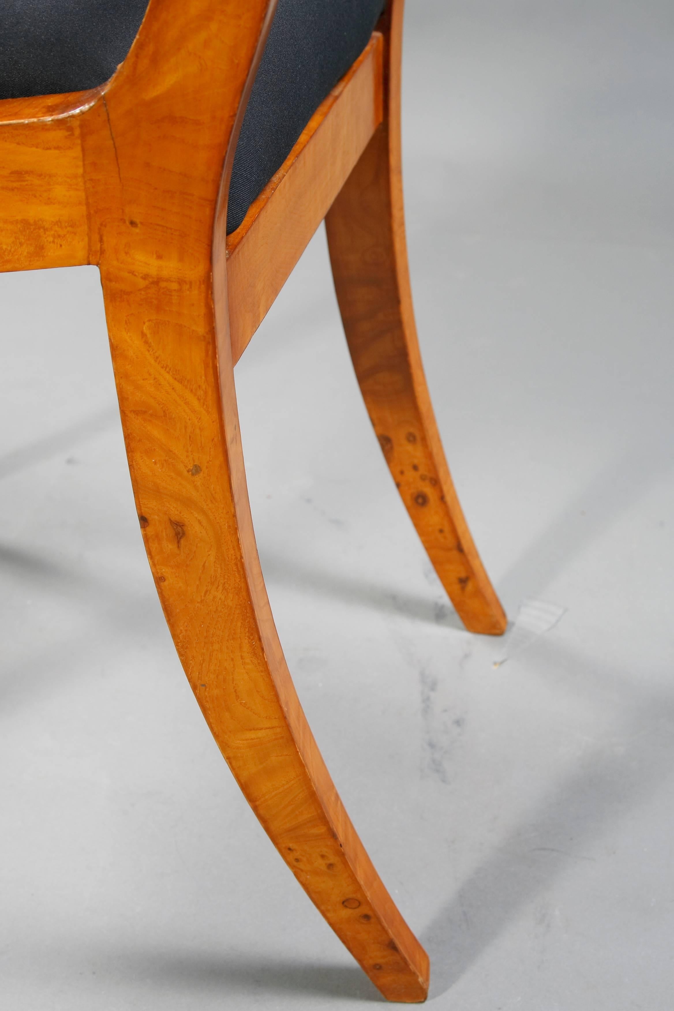 19th Century Side Frame Chair in the antique Biedermeier Style ash veneer