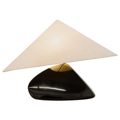 Side Lamp Made from Obsidian Stone, Washi Paper and Bamboo by Studio Mumbai