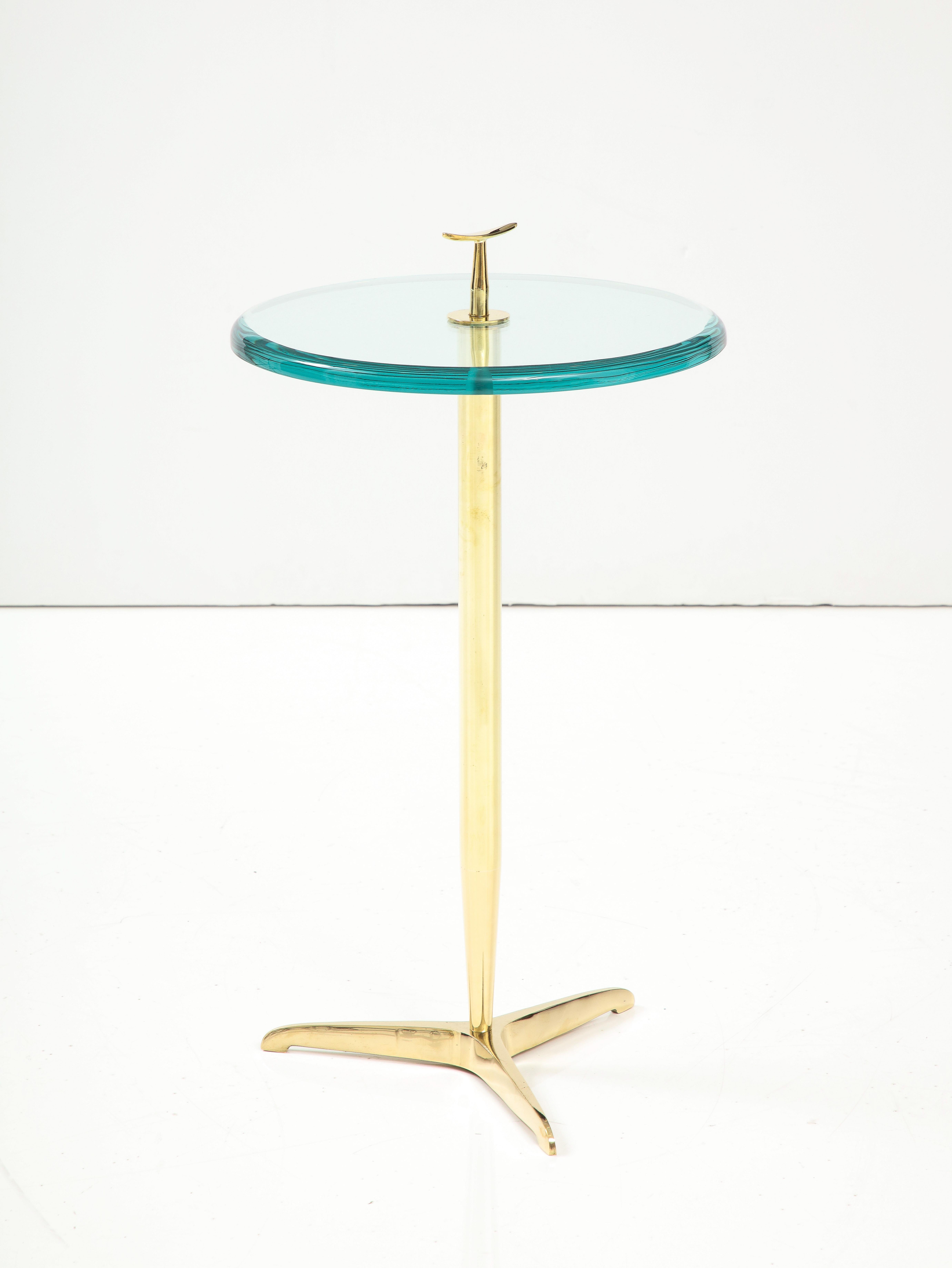 Side Martini Drinks Side Table with Beveled Glass and Brass, Italy, 3 available For Sale 1