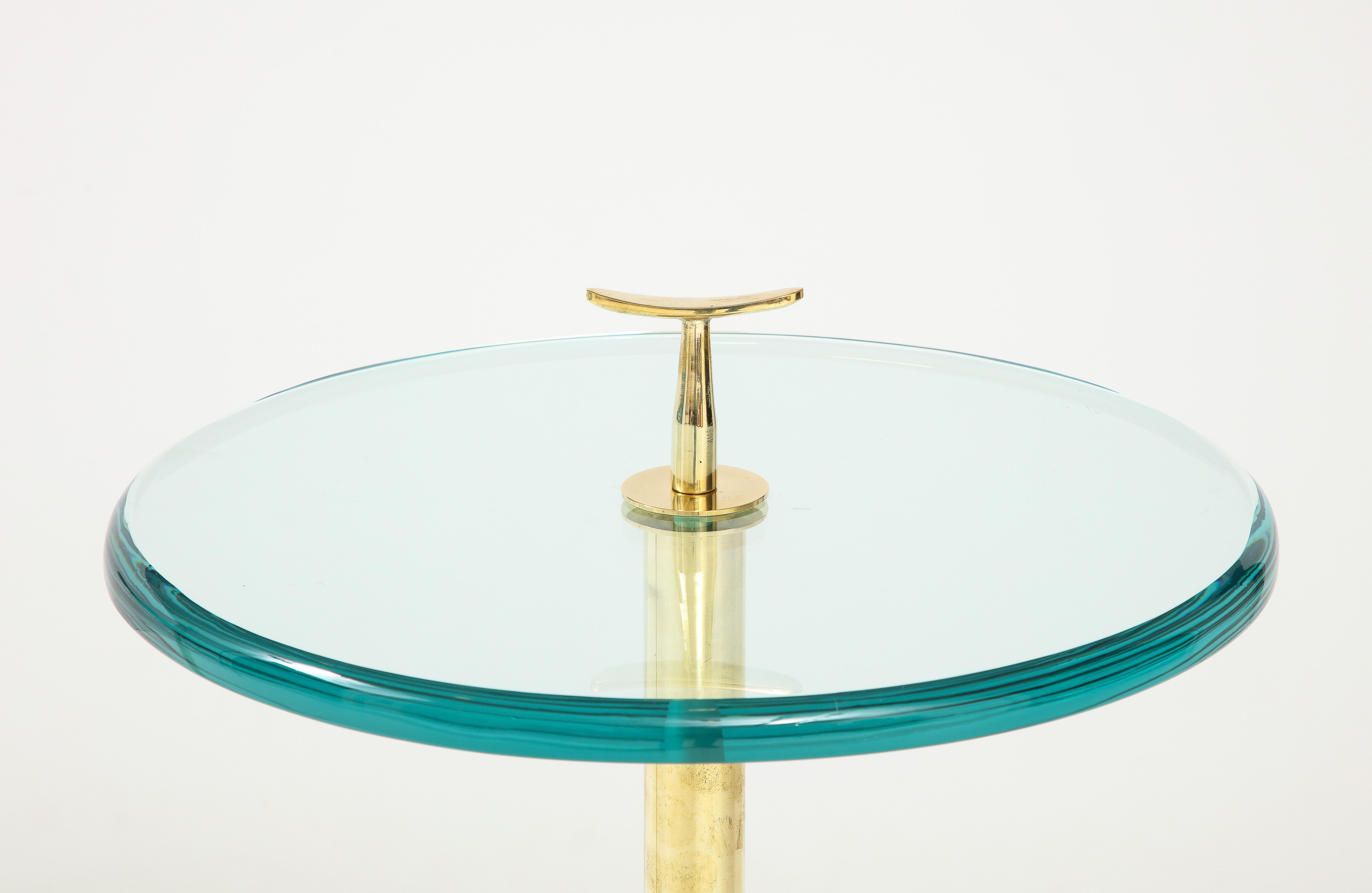 Side Martini Drinks Side Table with Beveled Glass and Brass, Italy, 3 available For Sale 3