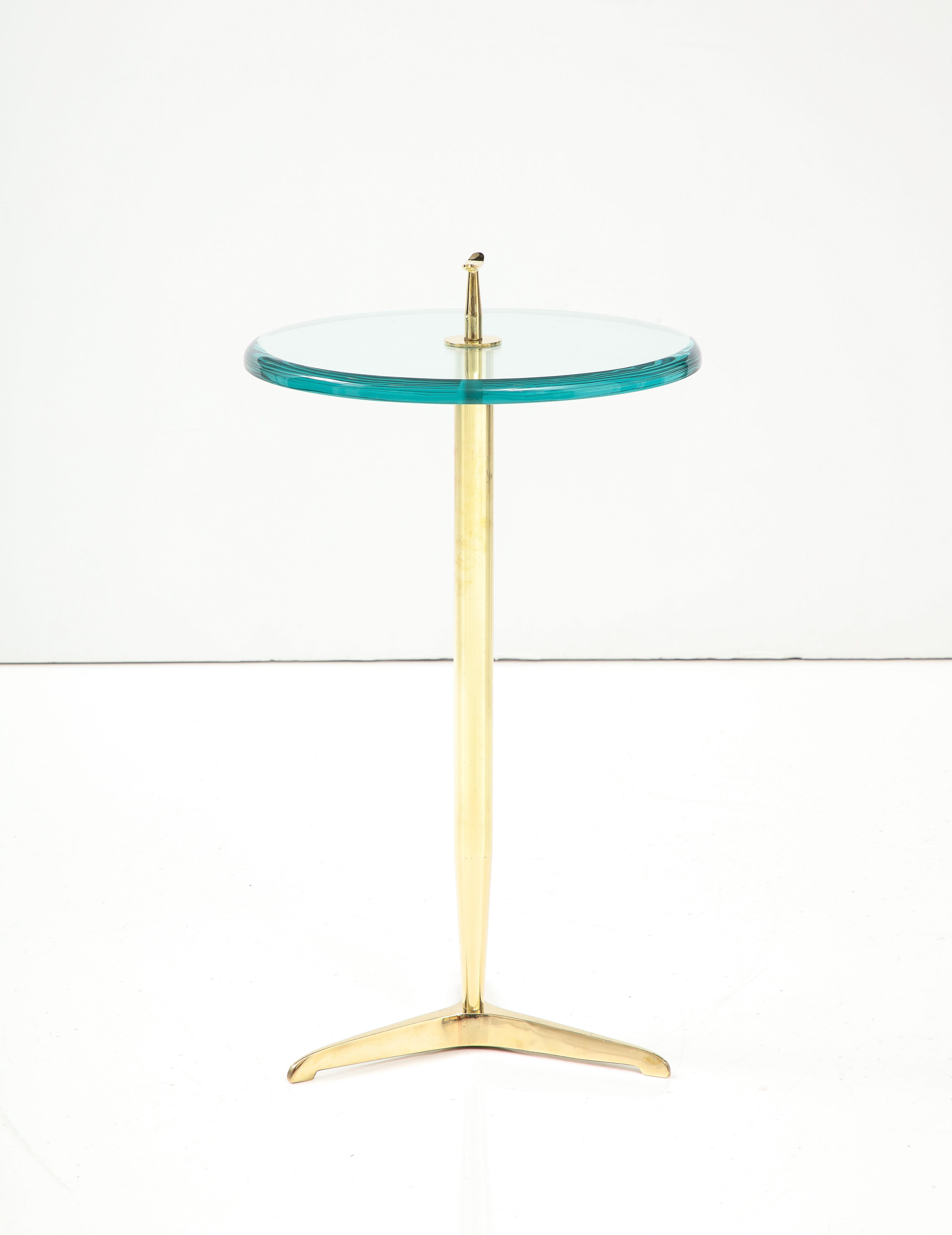 Contemporary Side Martini Drinks Side Table with Beveled Glass and Brass, Italy, 3 available For Sale