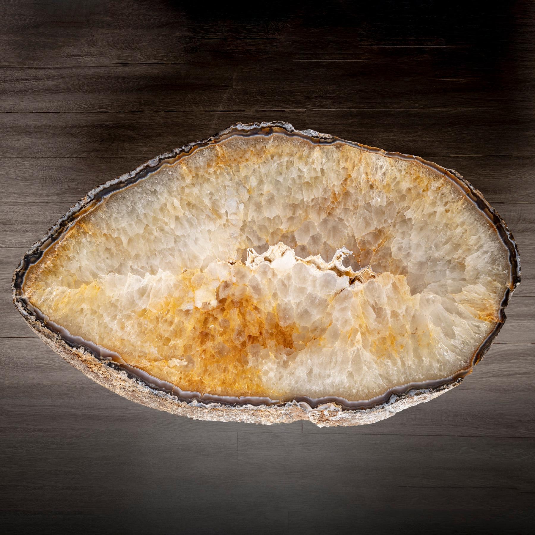 Side or Center Table, Brazilian Agate with Nickel Finish Metal Base 7