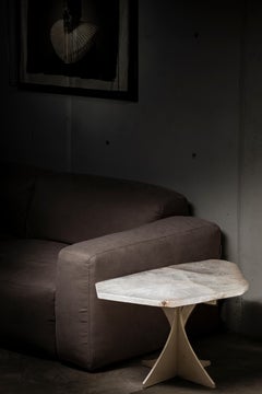 Side or Center Table, Brazilian White quartz with acrylic base