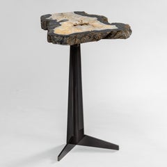 Side or Cocktail Table, Brazilian Agate with Black Color Metal Base