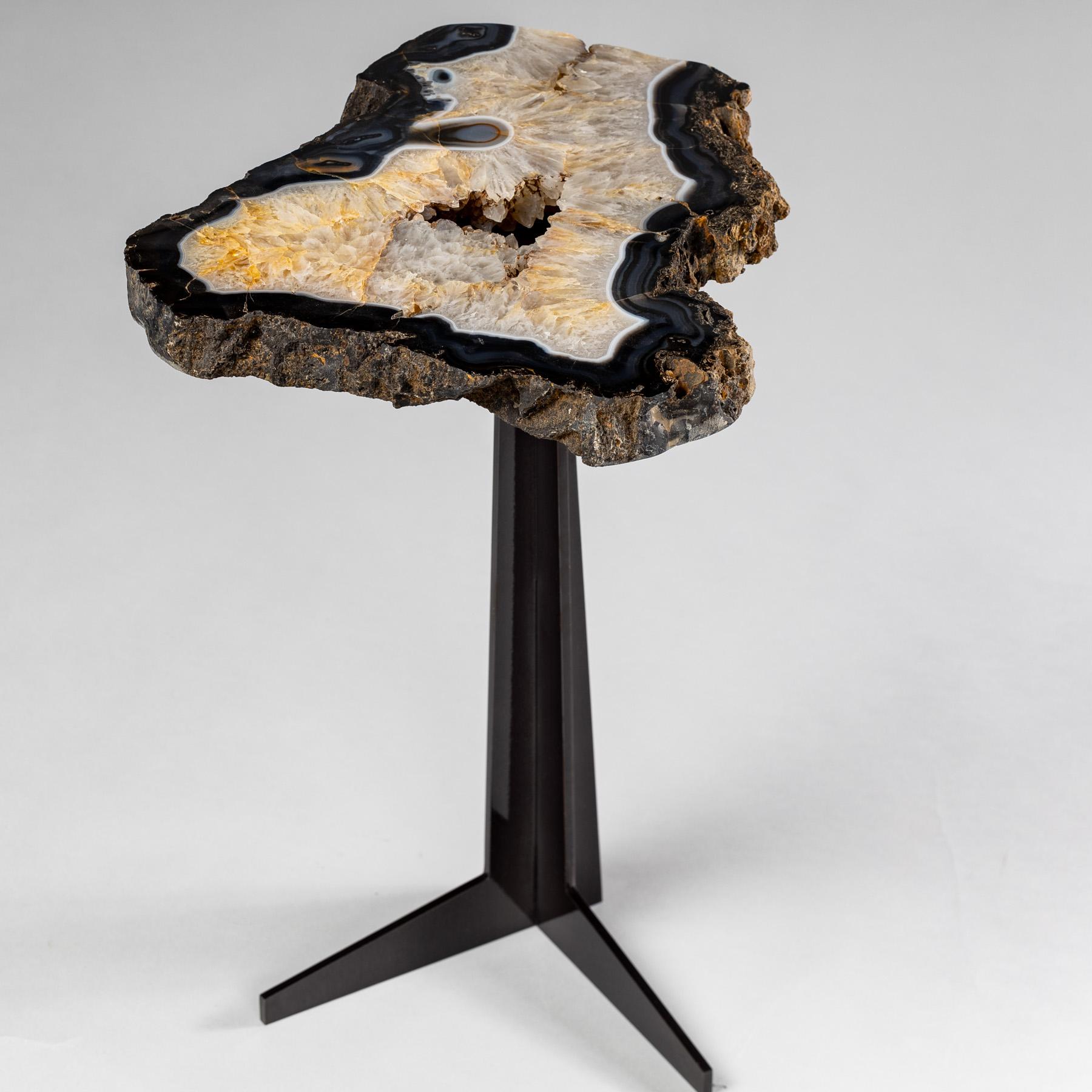 Side or Cocktail Table, Brazilian Agate with Black Color Metal Base 1