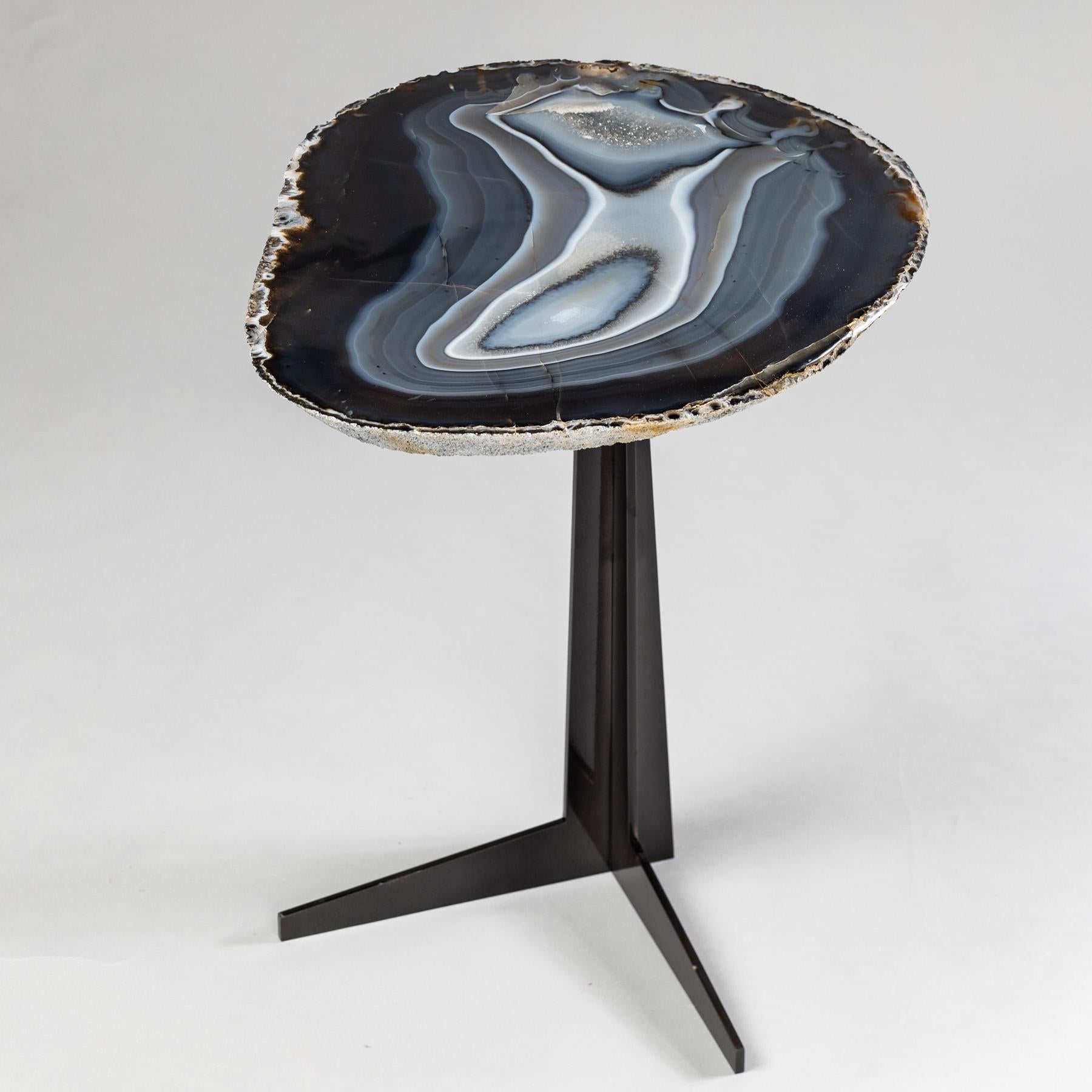 Side or Cocktail Table, Brazilian Agate with Black Color Metal Base 1