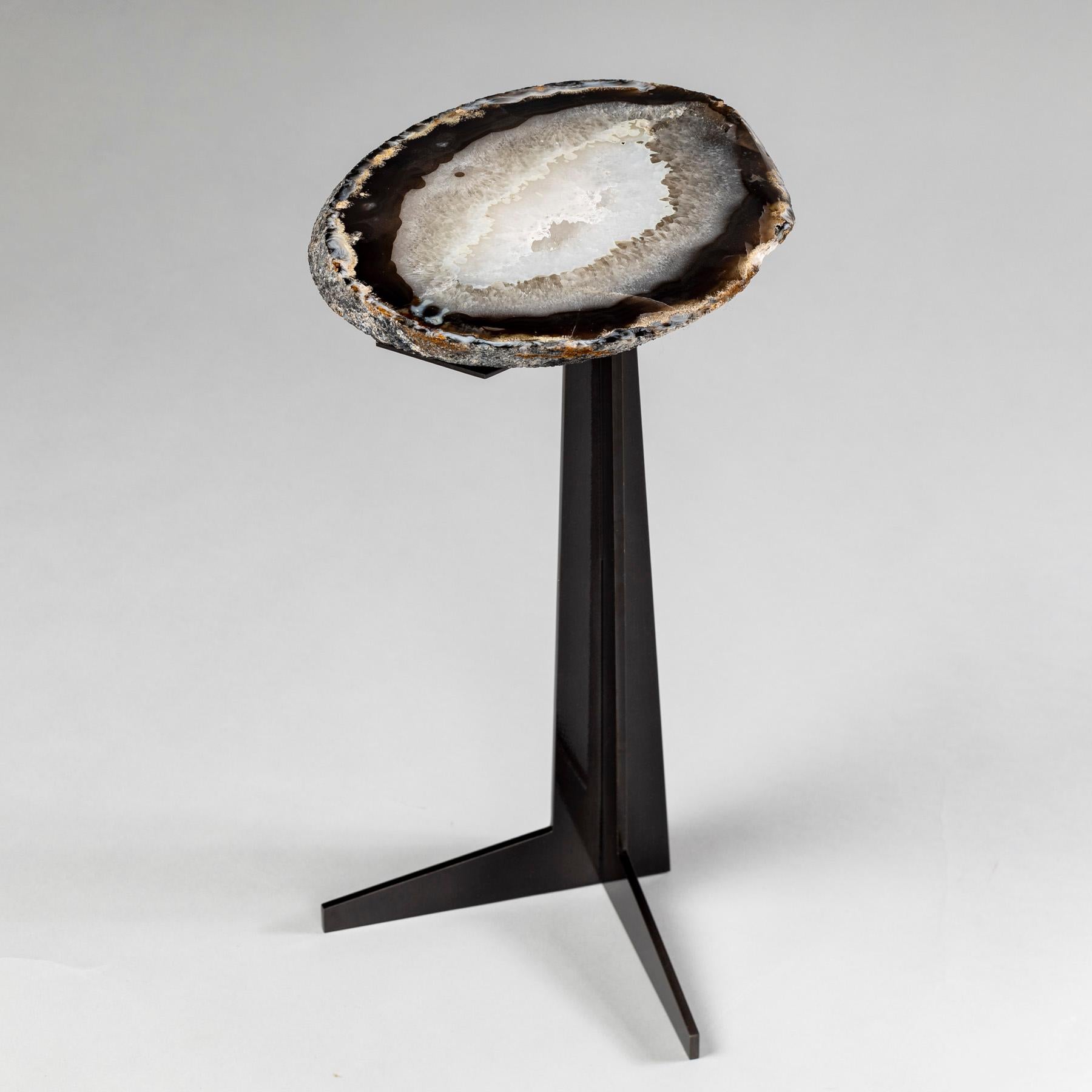 Side or Cocktail Table, Brazilian Agate with Black Color Metal Base 2