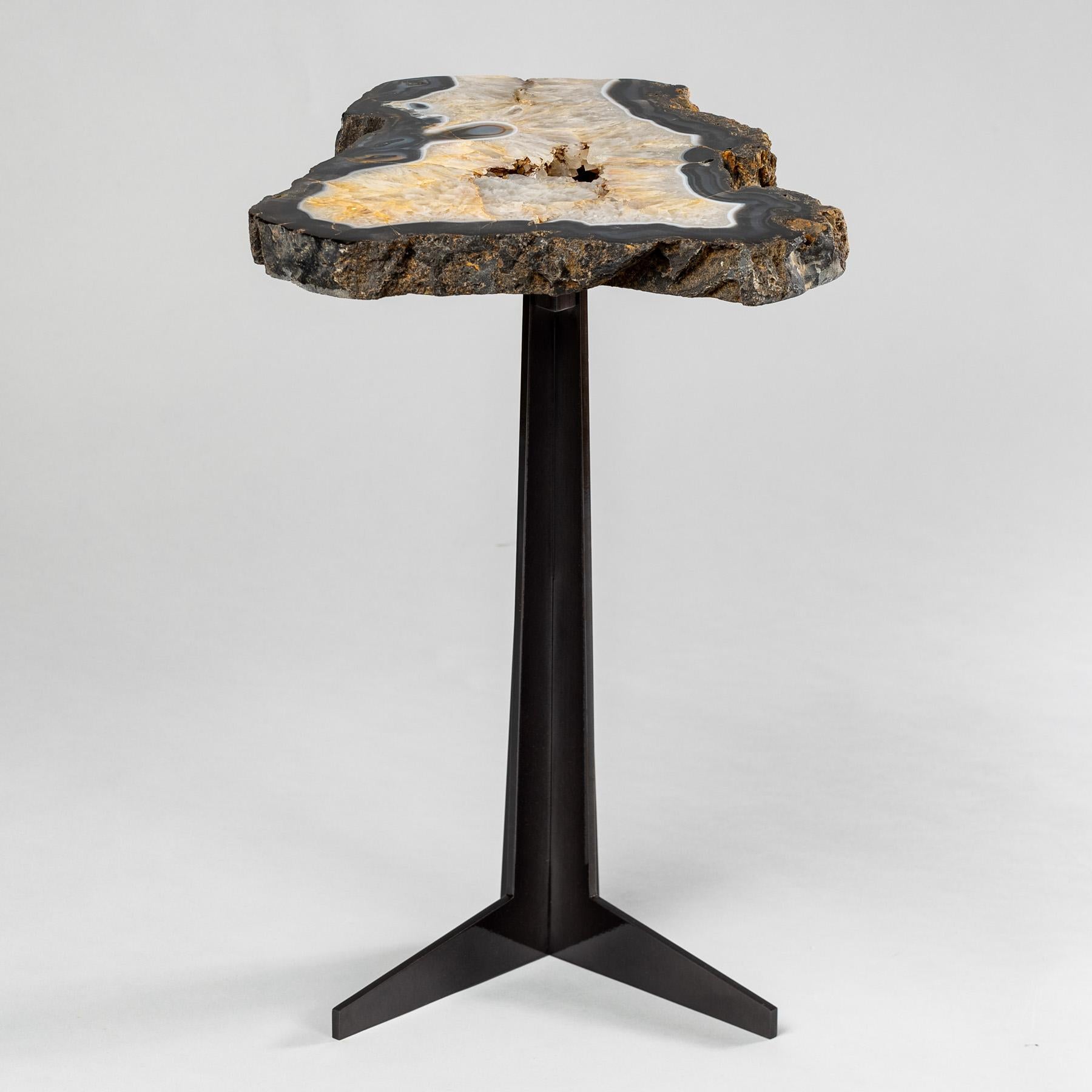 Side or Cocktail Table, Brazilian Agate with Black Color Metal Base 2