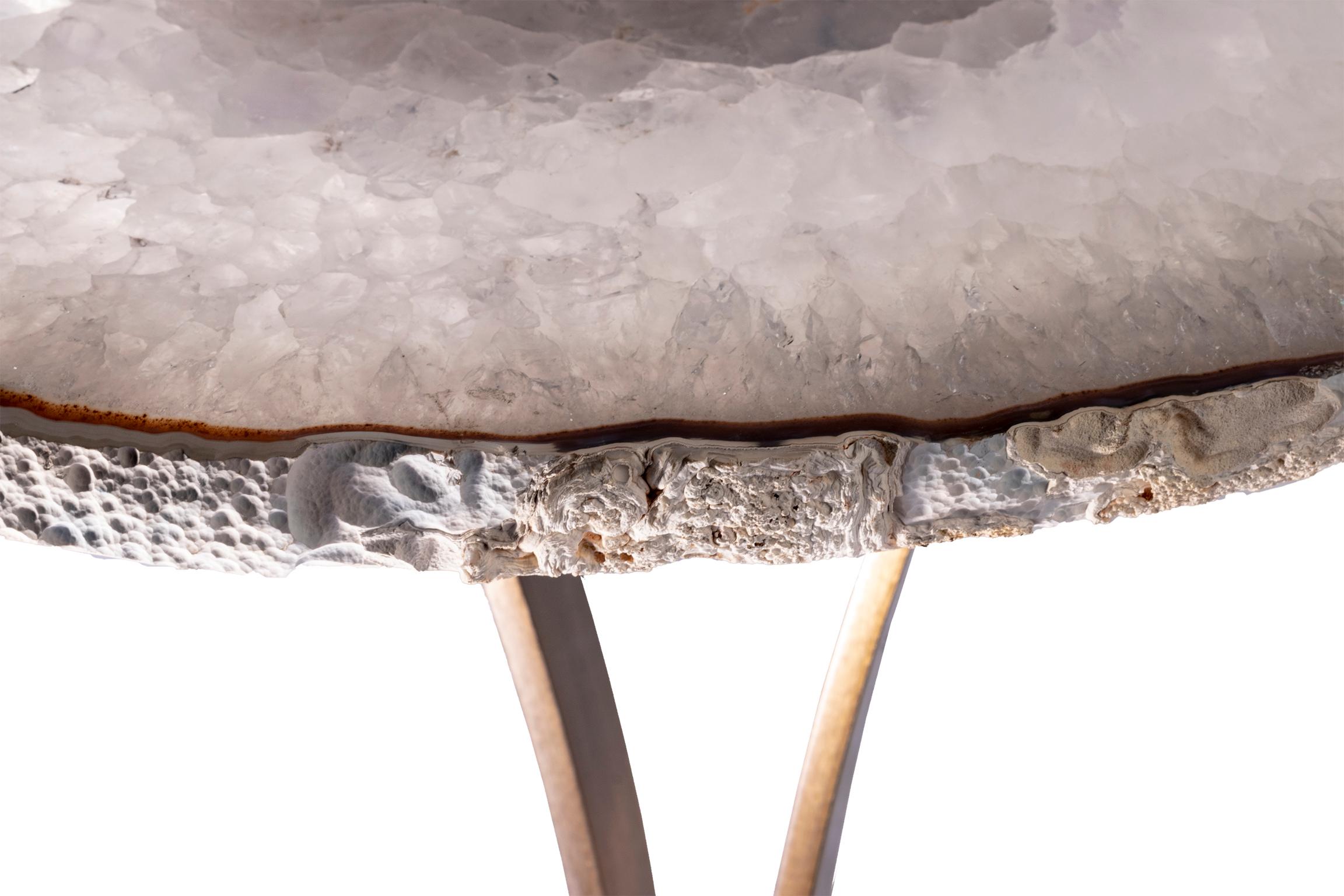 Side or Cocktail Table, Brazilian Agate with Gold Color Metal Base 3