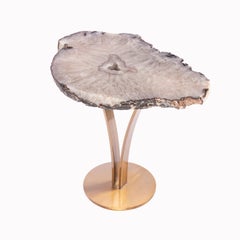 Tavolino o Cocktail Table, Agata brasiliana con base in metallo color oro