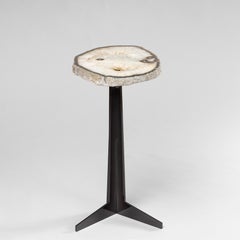 Side or Cocktail Table, Brazilian Agate with Black Color Metal Base