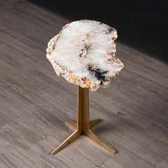 Side or Cocktail Table, Brazilian Agate with Gold Color Metal Base