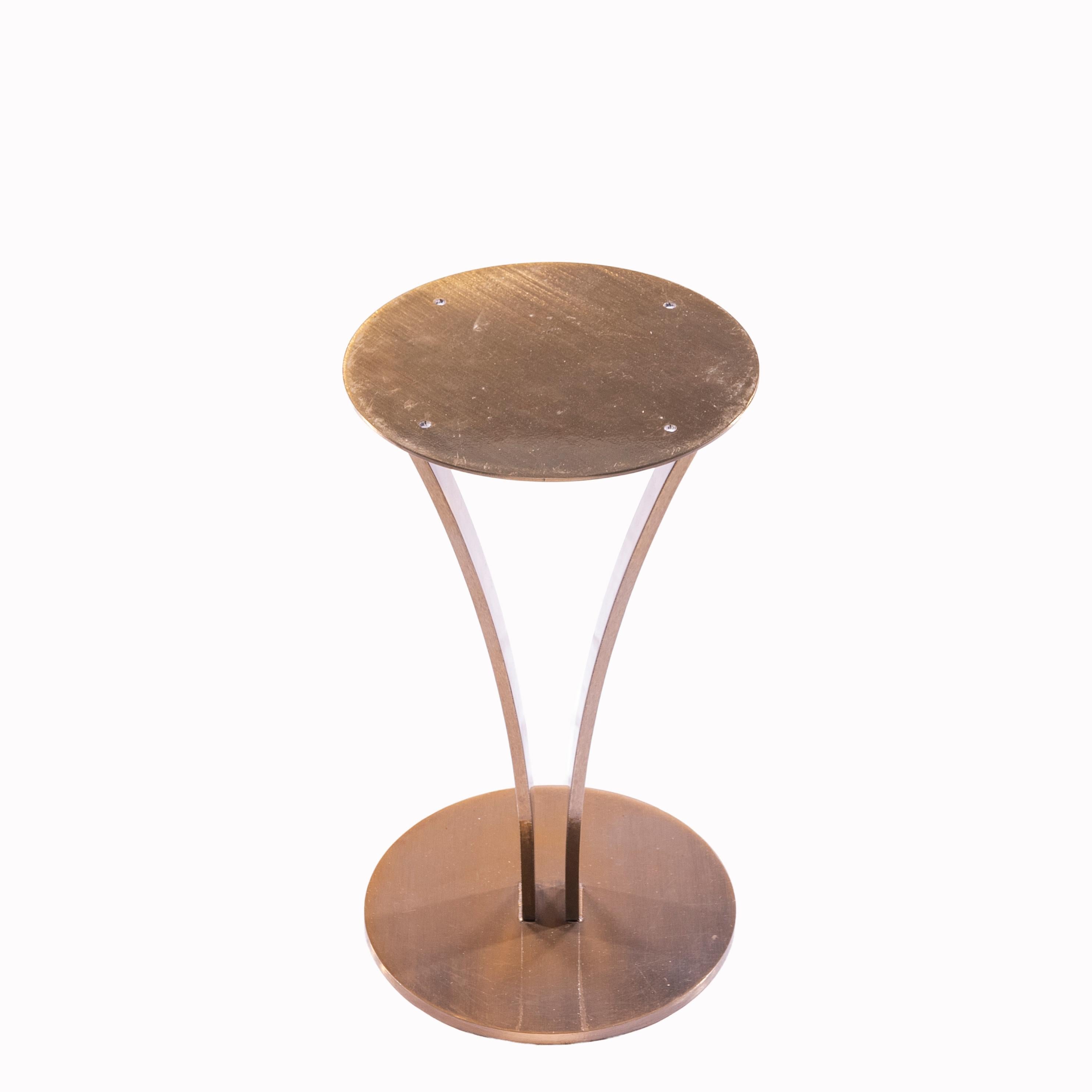 Side or Cocktail Table, Brazilian Agate with Gold Color Metal Base 1