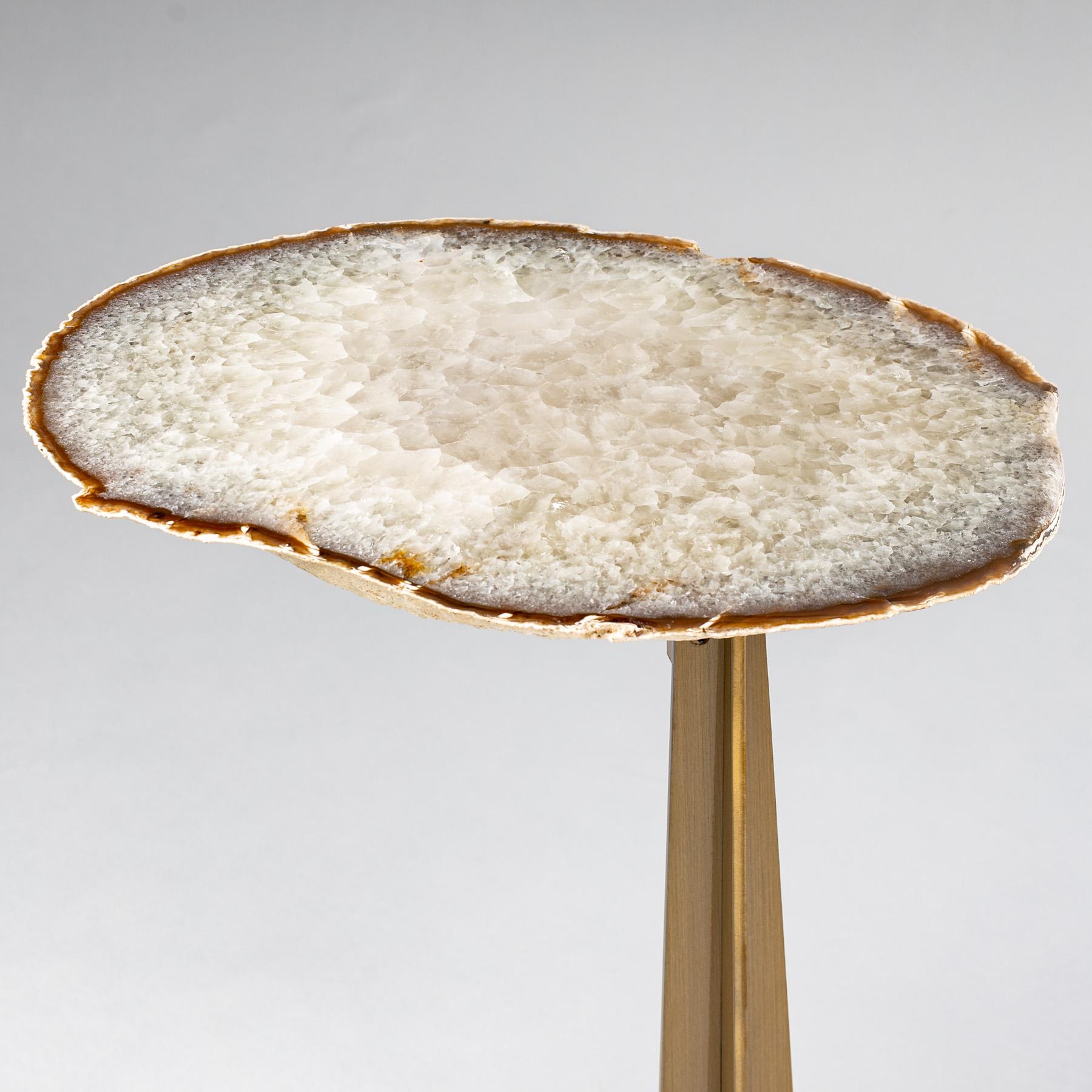 Side or Cocktail Table, Brazilian Agate with Gold Color Metal Base 1