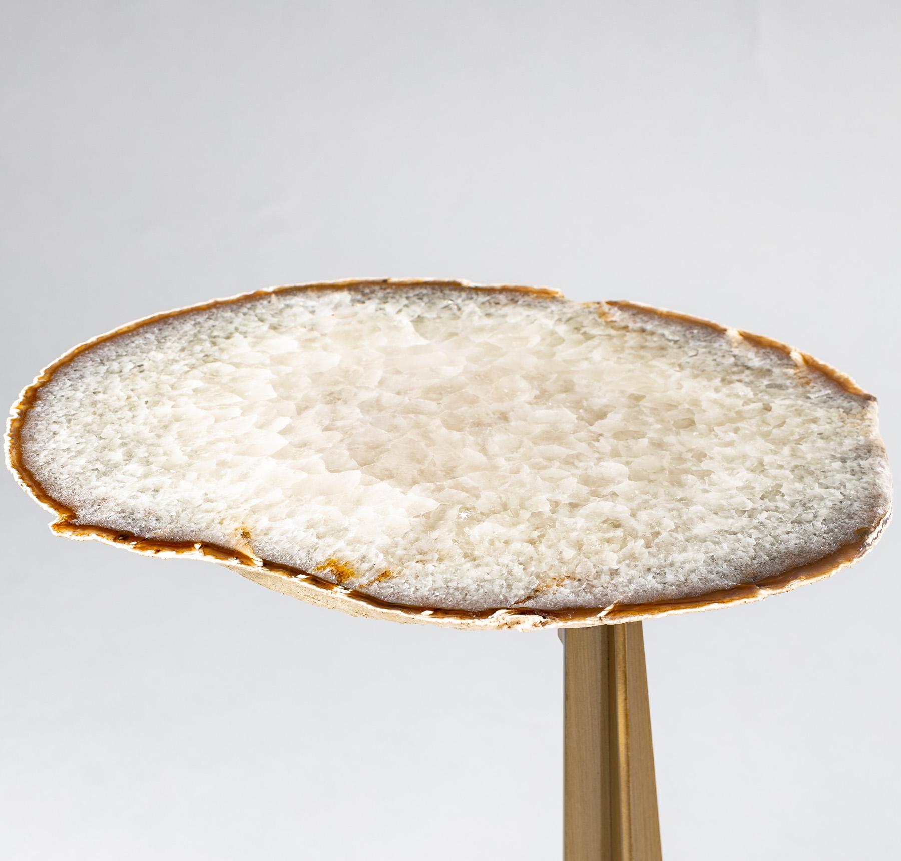 Side or Cocktail Table, Brazilian Agate with Gold Color Metal Base 2