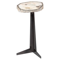 Table d'appoint ou de cocktail, agate brésilienne avec base en métal de couleur noire