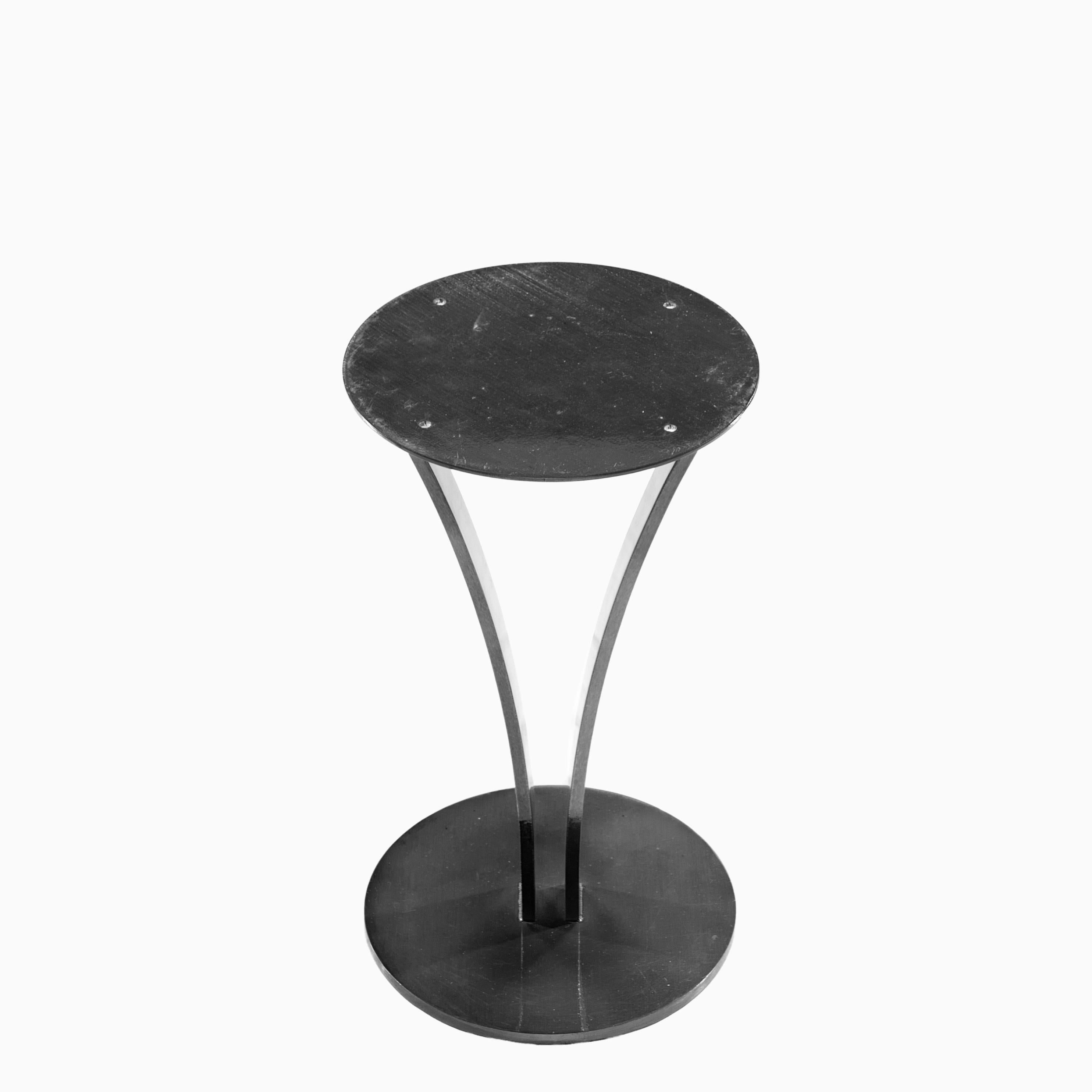 Contemporary Side or Cocktail Table, Brazilian Agate with Smoke Gray Color Metal Base For Sale