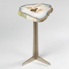 Tavolino o Cocktail Table, Agata brasiliana con base in metallo in acciaio inox