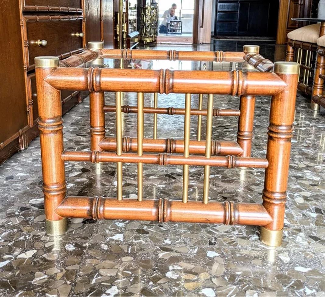 Côté, Café  Table ou table d'appoint Hollywood Regency en faux bambou et laiton Excellent état - En vente à Mombuey, Zamora