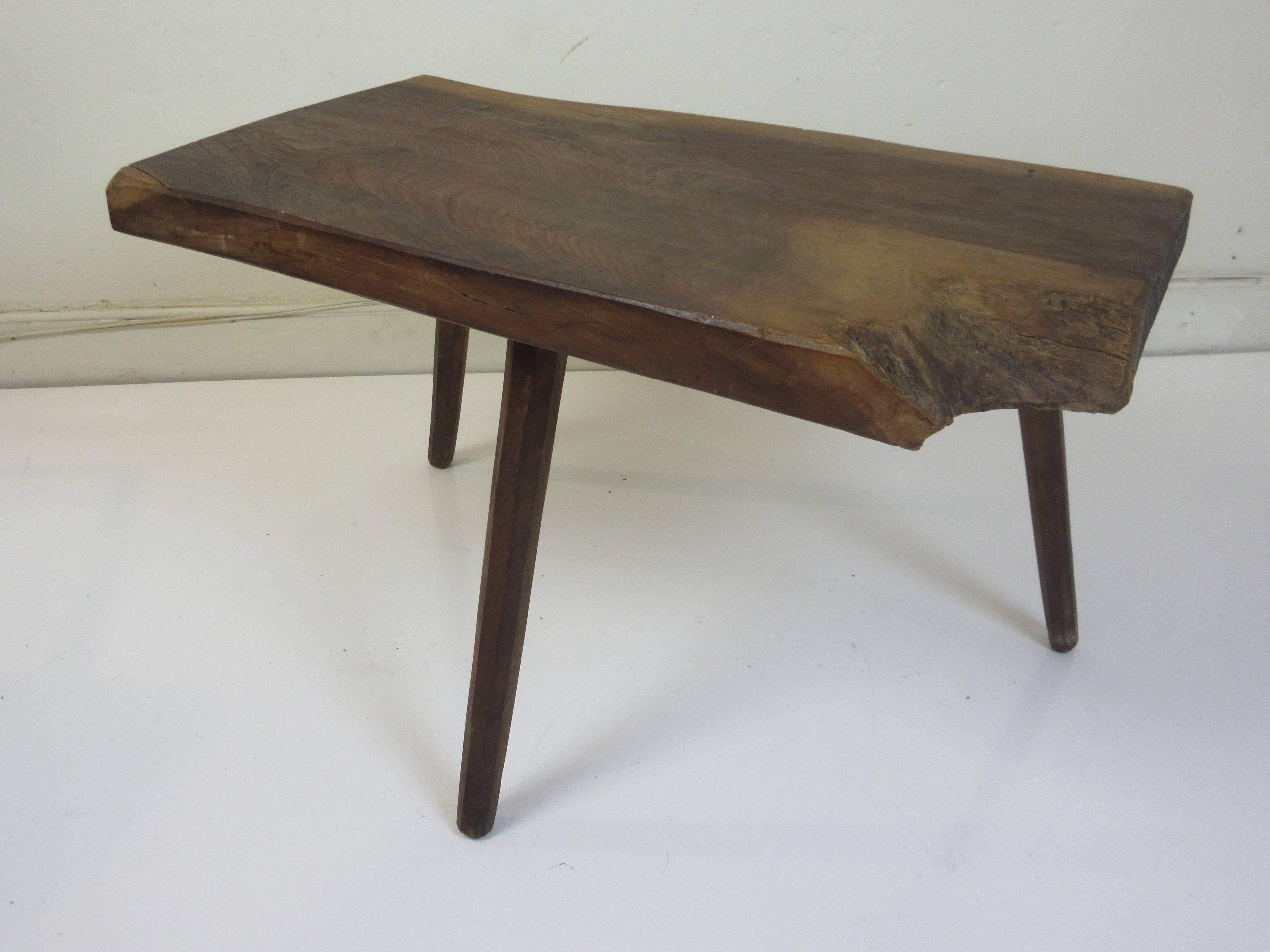 Walnut Side or Coffee Table in the Style of Nakashima Dated 1973