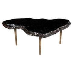 Side or Coffee Table, Mexican Obsidian with Solid Bronze Legs
