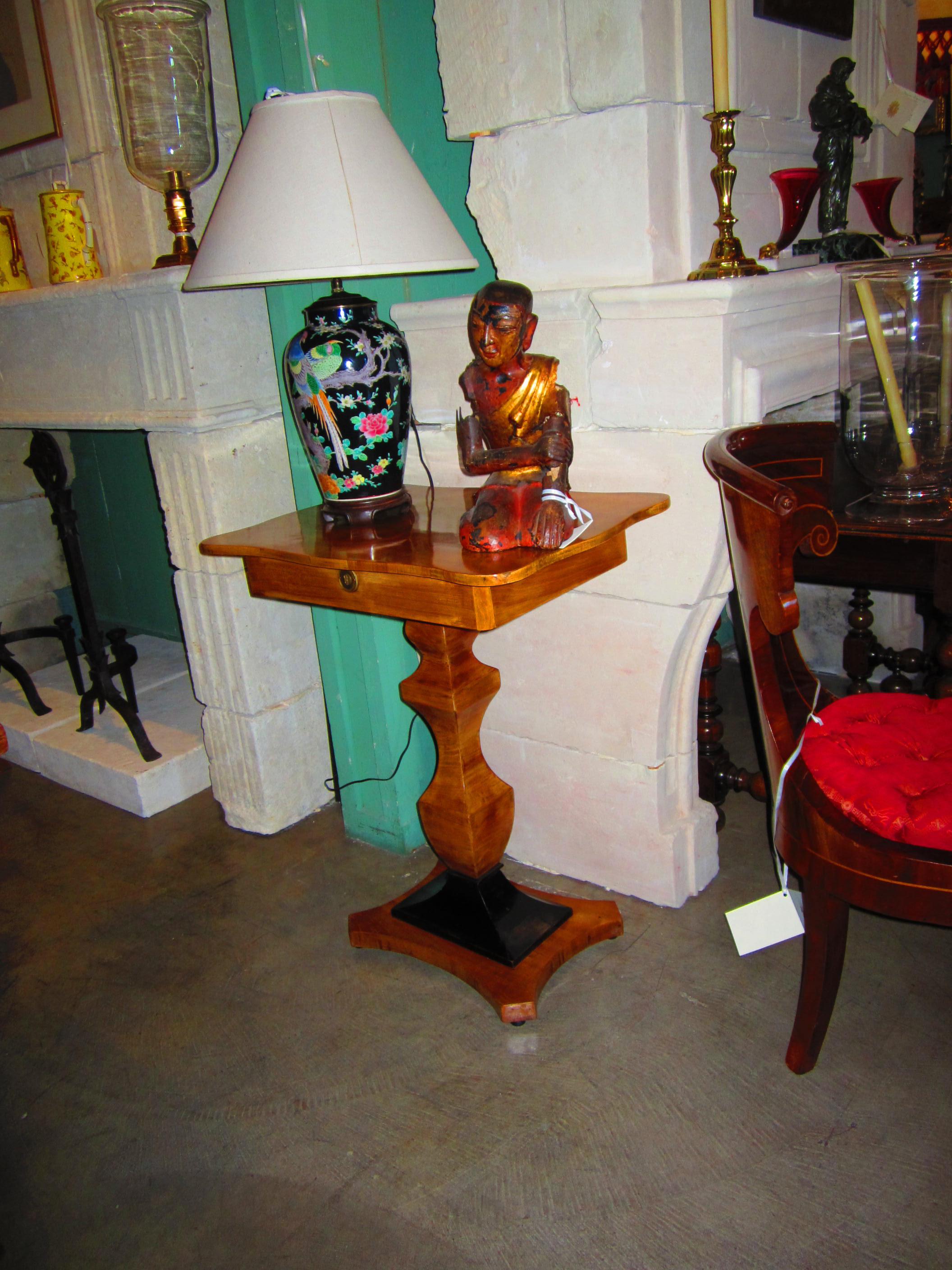 Side or Entry Table Biedermeier Fruitwood Blonde & Black Wood Night Stand LA CA For Sale 5