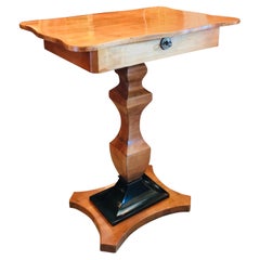 Antique Side or Entry Table Biedermeier Fruitwood Blonde & Black Wood Night Stand LA CA