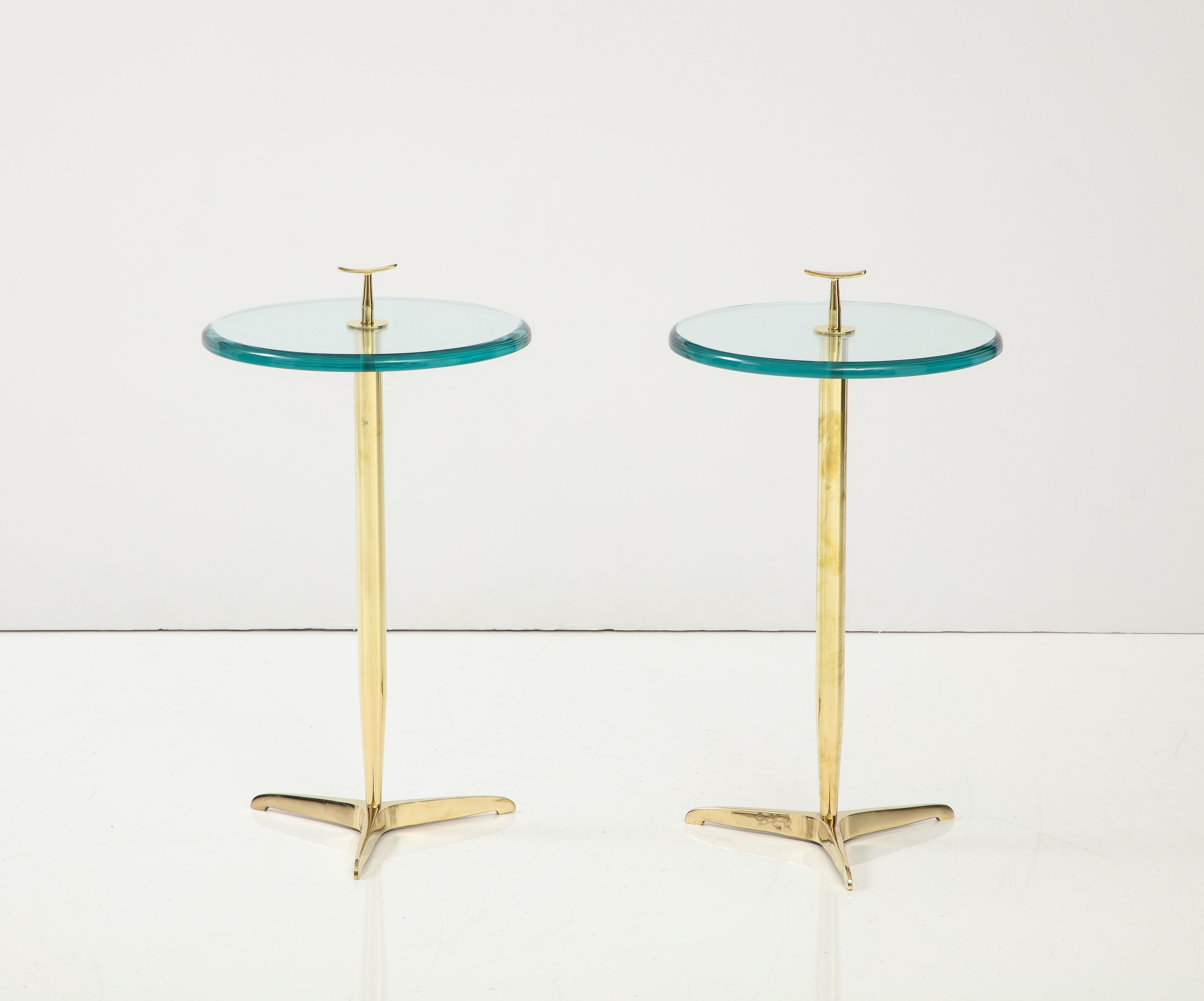 Side Martini Drinks Side Table with Beveled Glass and Brass, Italy 2