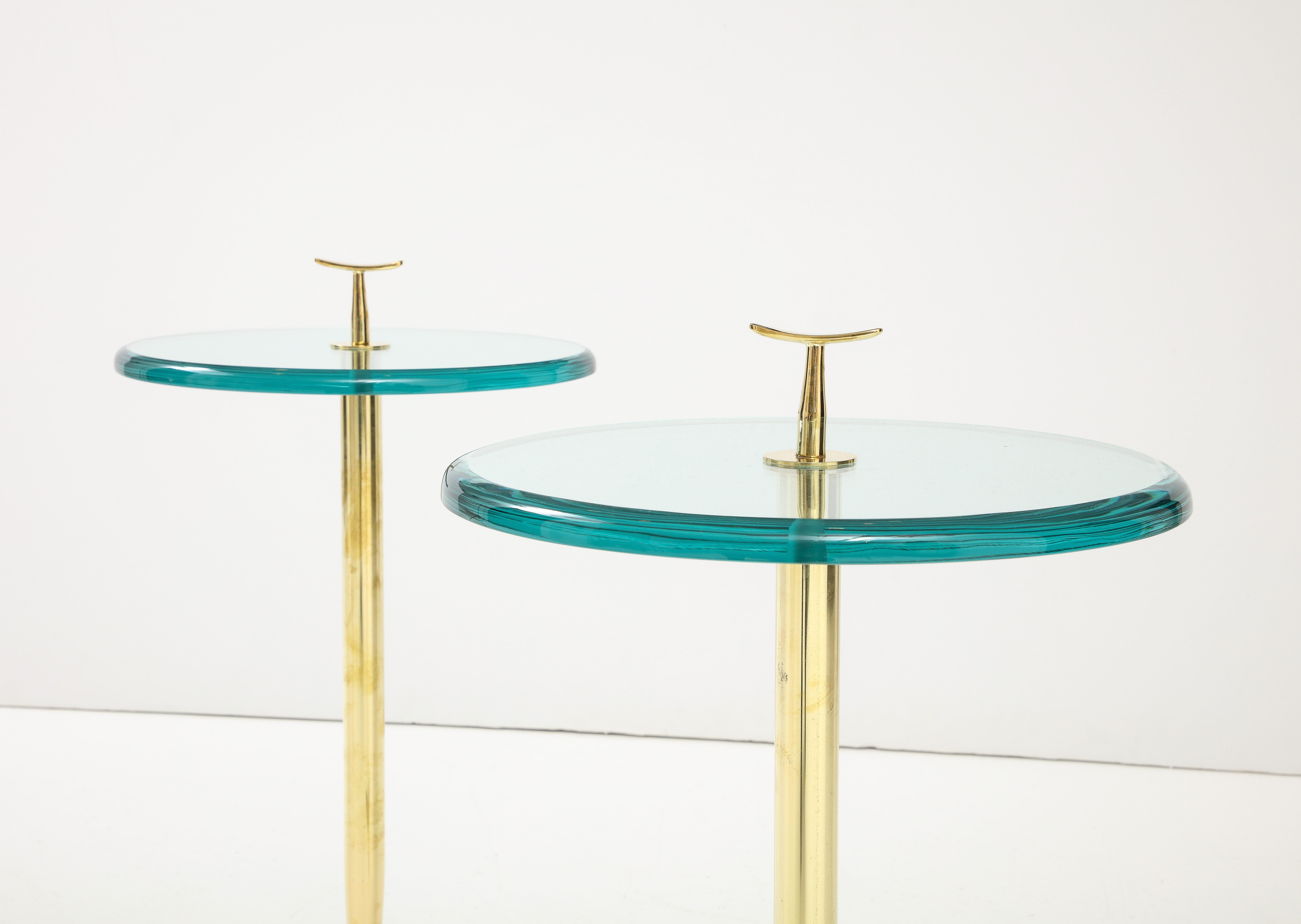 Side Martini Drinks Side Table with Beveled Glass and Brass, Italy 6