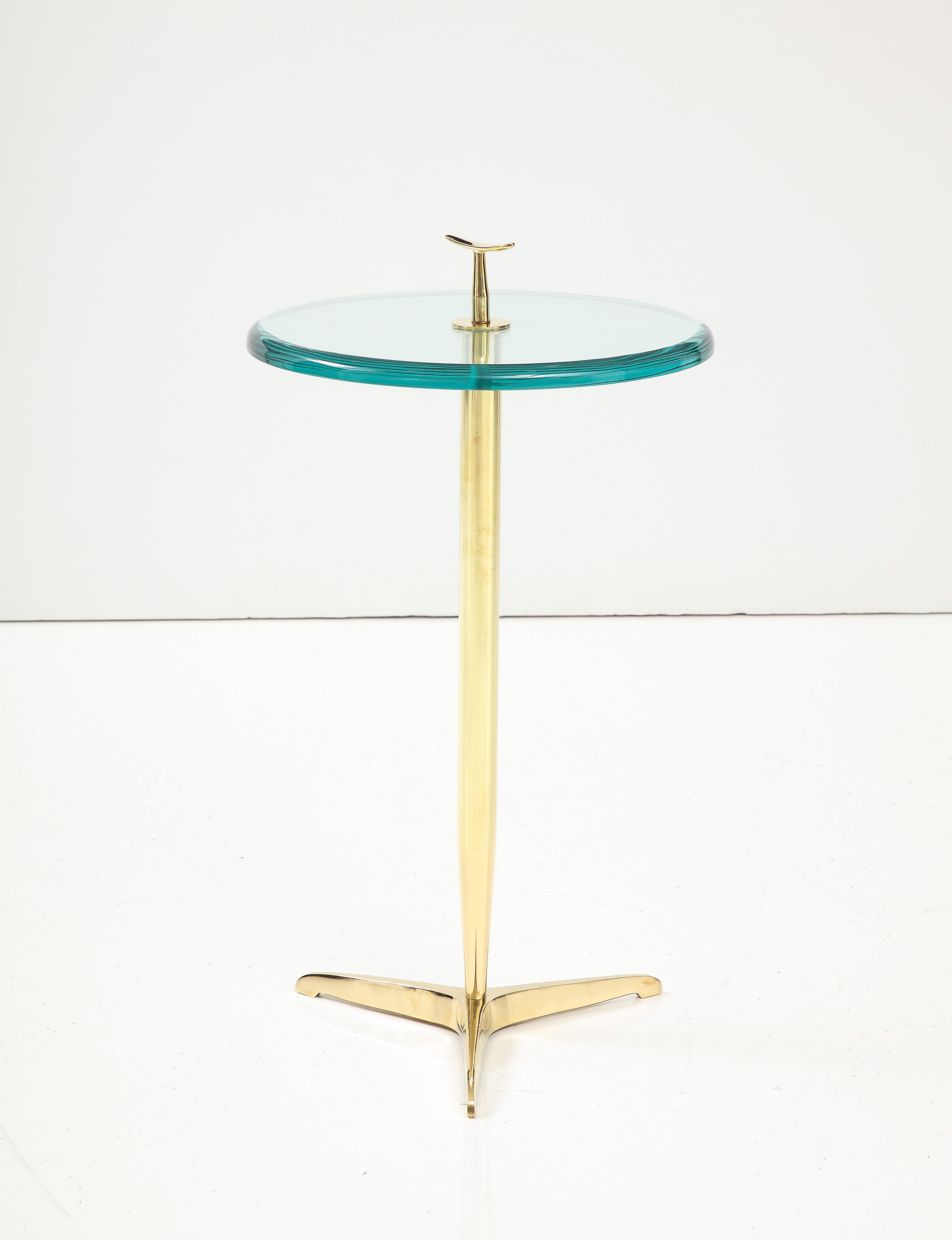 Side Martini Drinks Side Table with Beveled Glass and Brass, Italy In New Condition In New York, NY