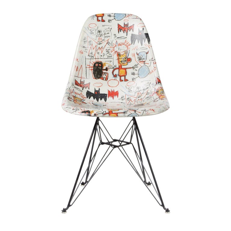 Modernica Jean-Michel Basquiat Case Study Furniture Side Shell Eiffel chair, 2019, offered by Artware Editions