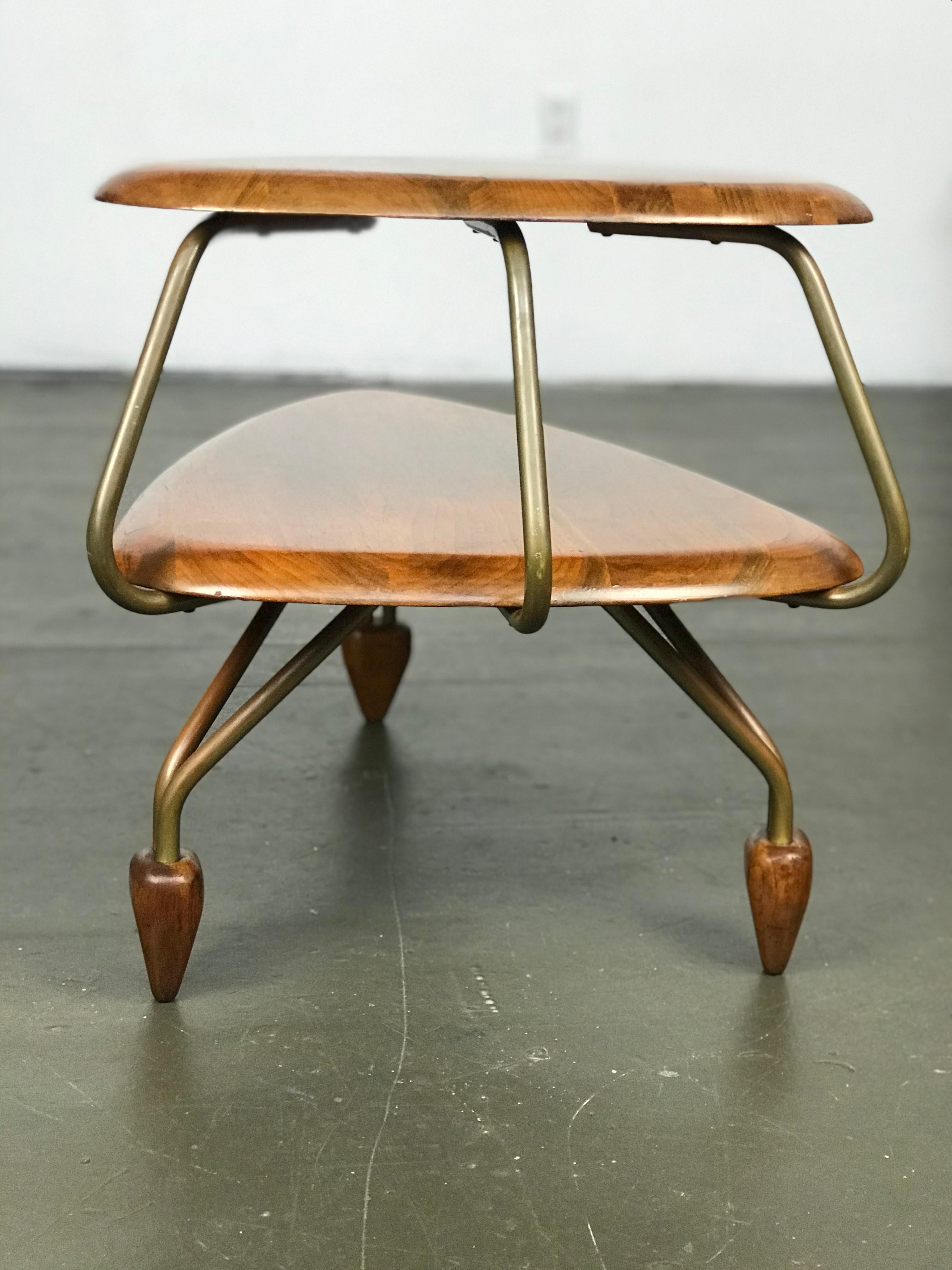 Mid-Century Modern Mid Century Modern Side Step Table in Walnut and Brass after John Keal