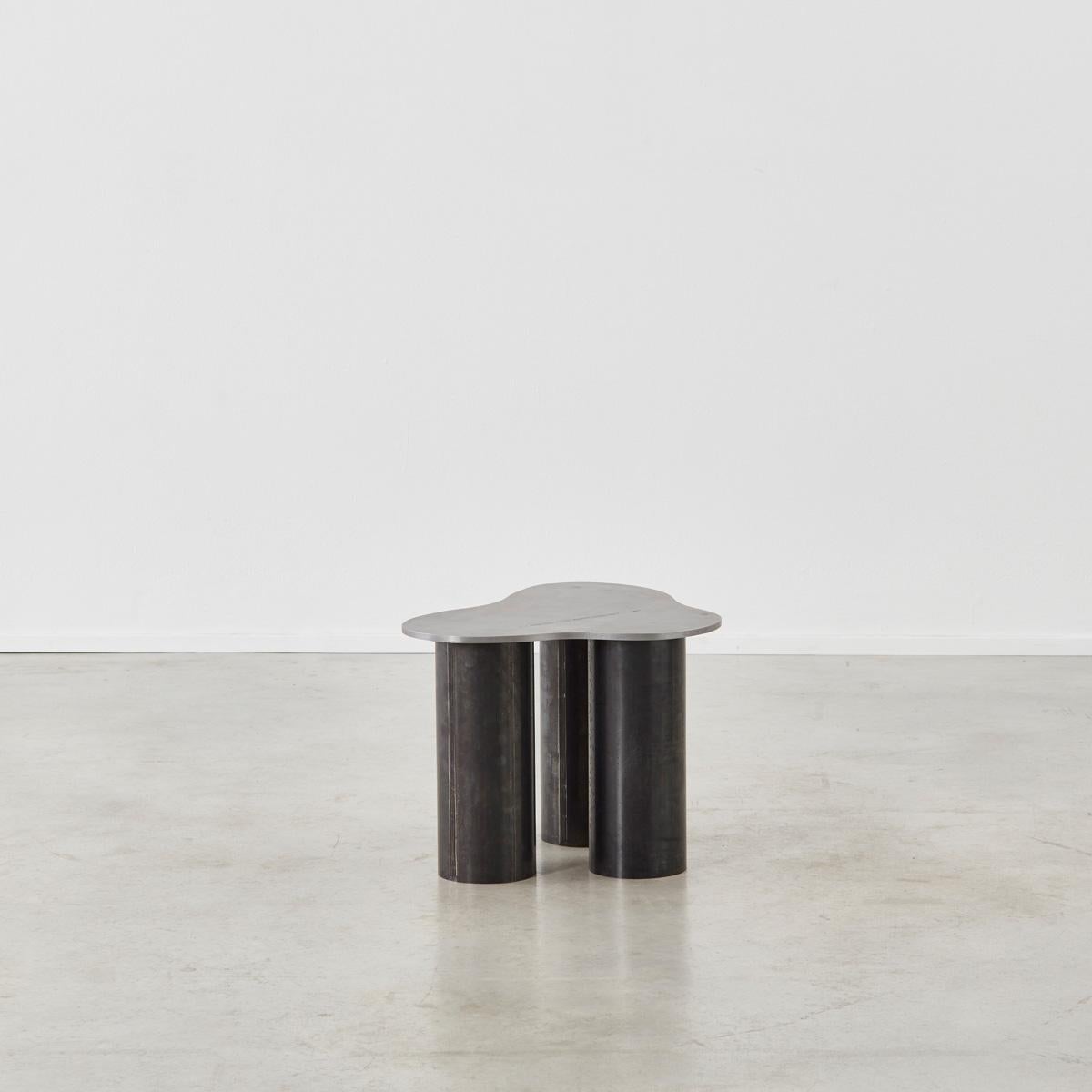 Side table 001 is a made to order design by Archive for Space, a multidisciplinary design practice founded in London in 2019. Side Table 001 was designed to celebrate raw steel through exploring the material’s cyclical nature. Made from standard