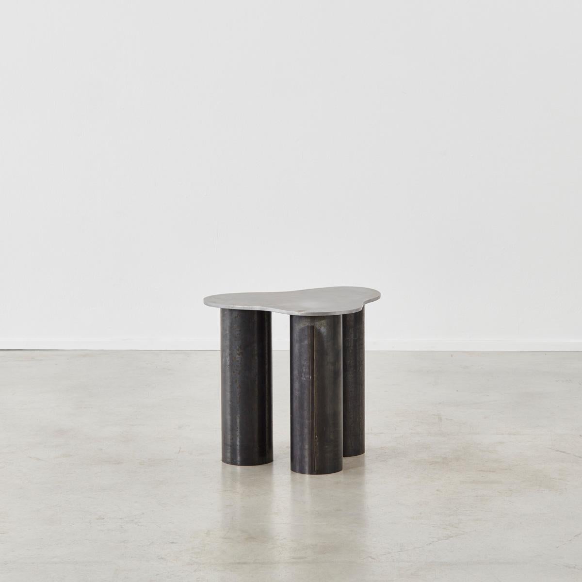 Side table 001 is a made to order design by Archive for Space, a multidisciplinary design practice founded in London in 2019. Side table 001 was designed to celebrate raw steel through exploring the material’s cyclical nature. Made from standard