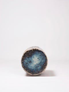 Contemporary Ceramic Side Table Column Stool Blue Black Beige Glazed Earthenware