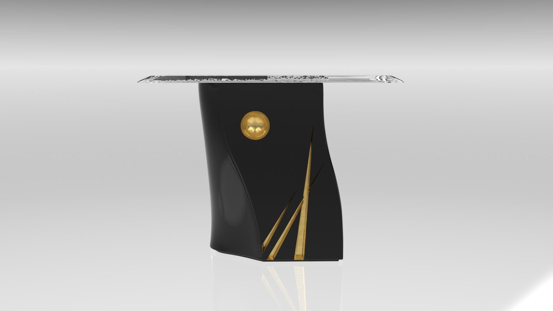 Table d'appoint Adelma, lignes 1, Black Diamond/gold en vente 3
