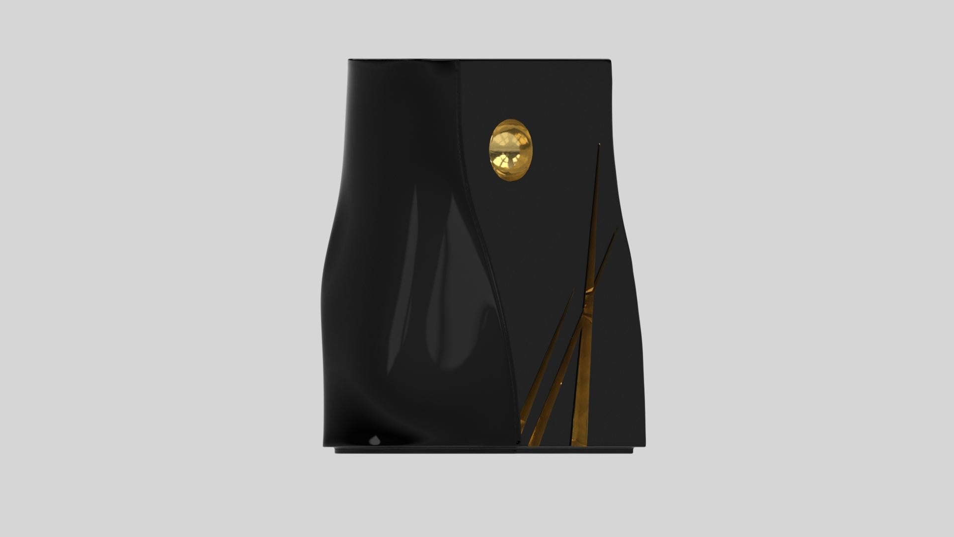 Français Table d'appoint Adelma, lignes 1, Black Diamond/gold en vente