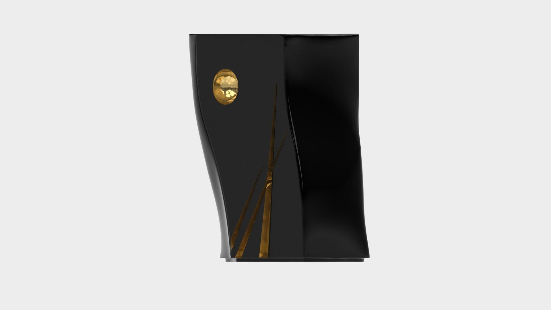 Table d'appoint Adelma, lignes 1, Black Diamond/gold Neuf - En vente à VALENCE, FR