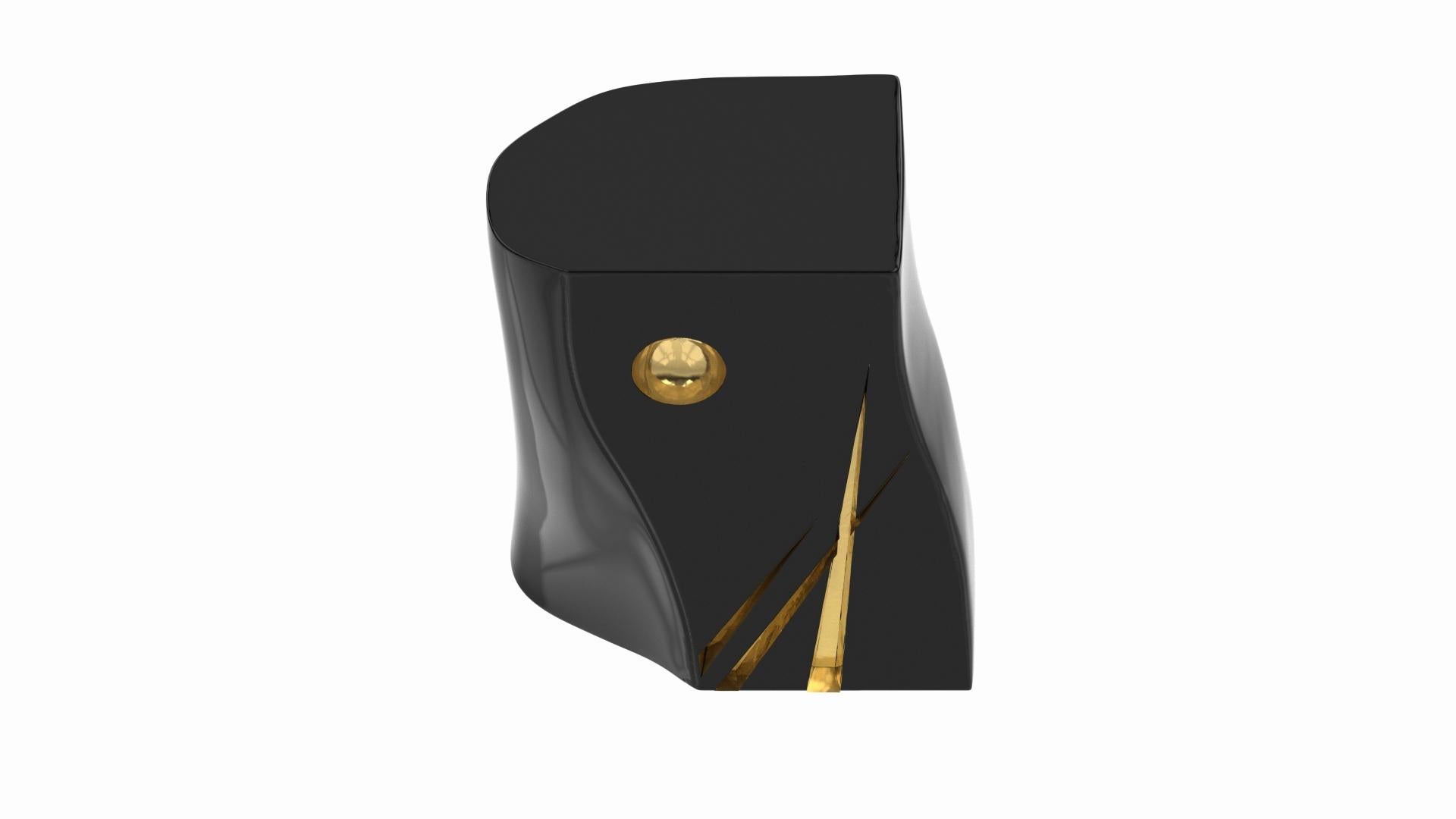 Table d'appoint Adelma, lignes 1, Black Diamond/gold en vente 1