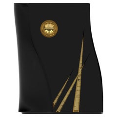 Tavolino Adelma, lignes 1, Black Diamond/oro